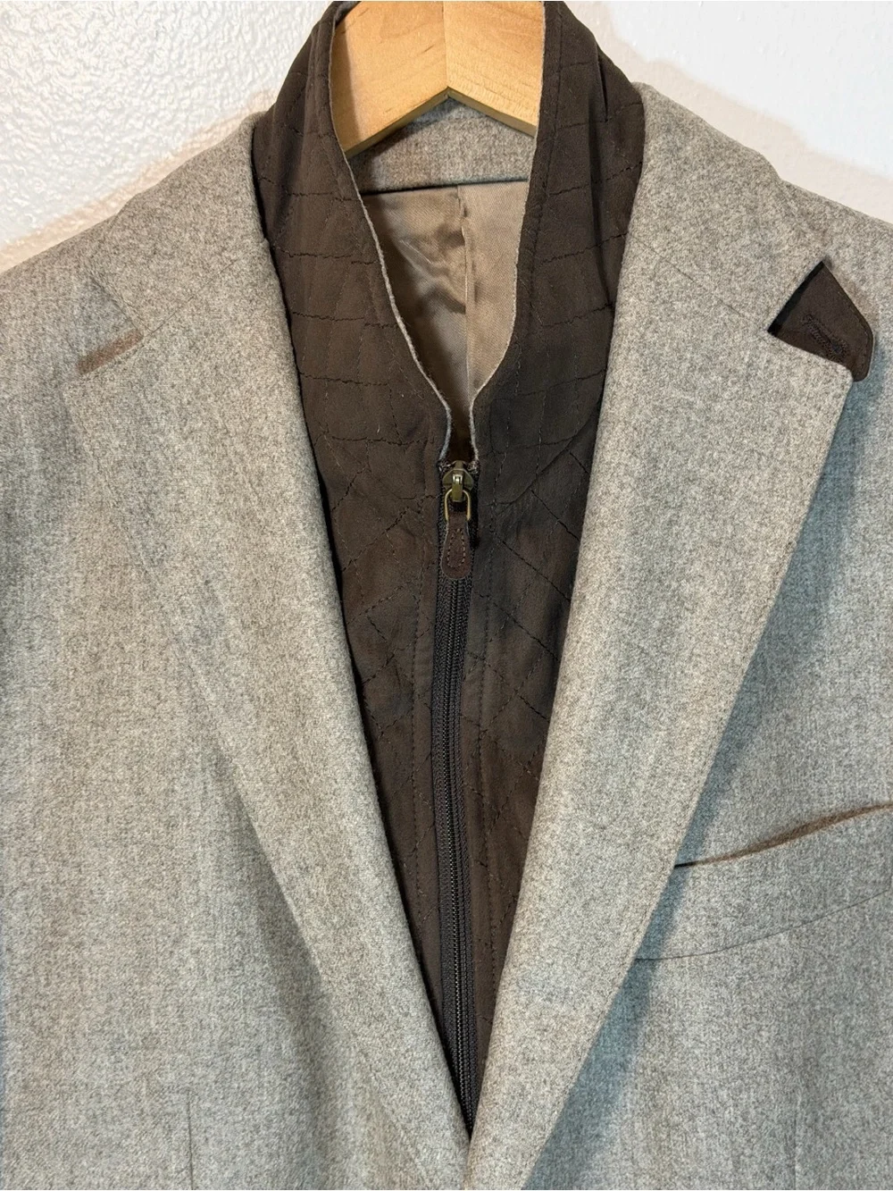 Boggi Milano Men’s Gray Sport Wool Flannel Blazer 50R 2-Button detachable chest